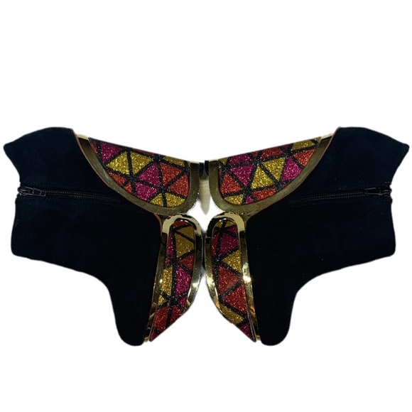 Privileged black platform booties with glitter detail size 8 - Picture 2 of 13